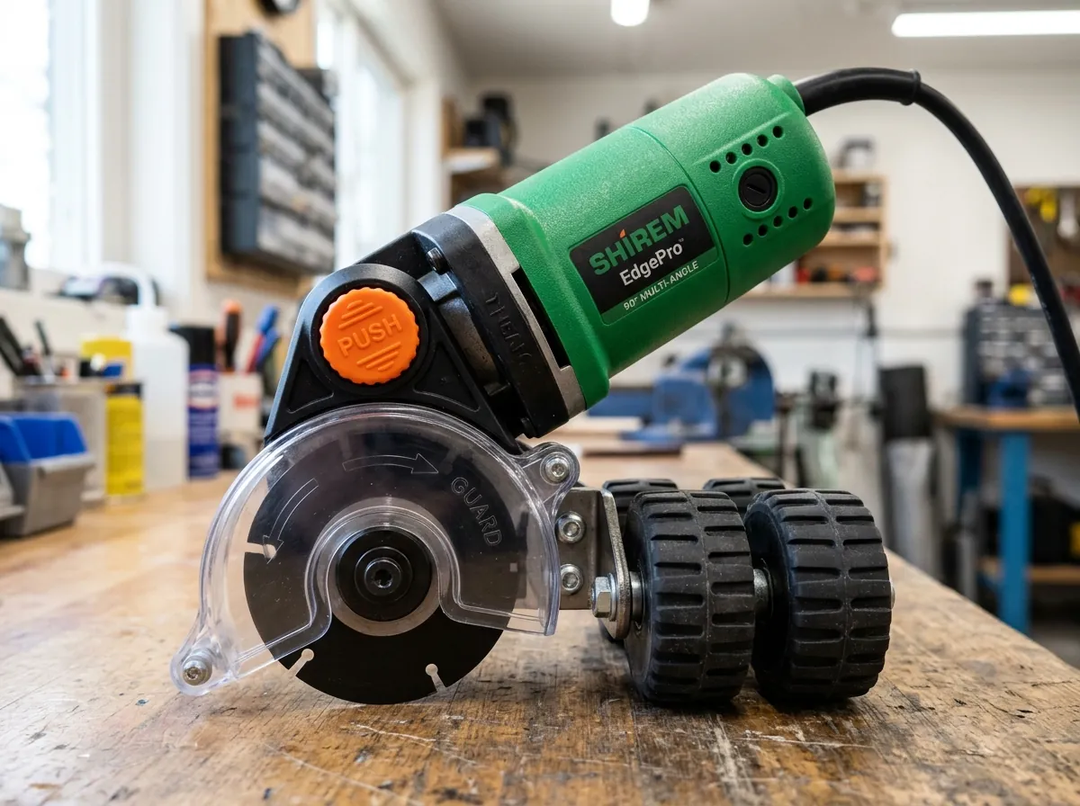 90 degree pivoting head and guide wheels mechanism