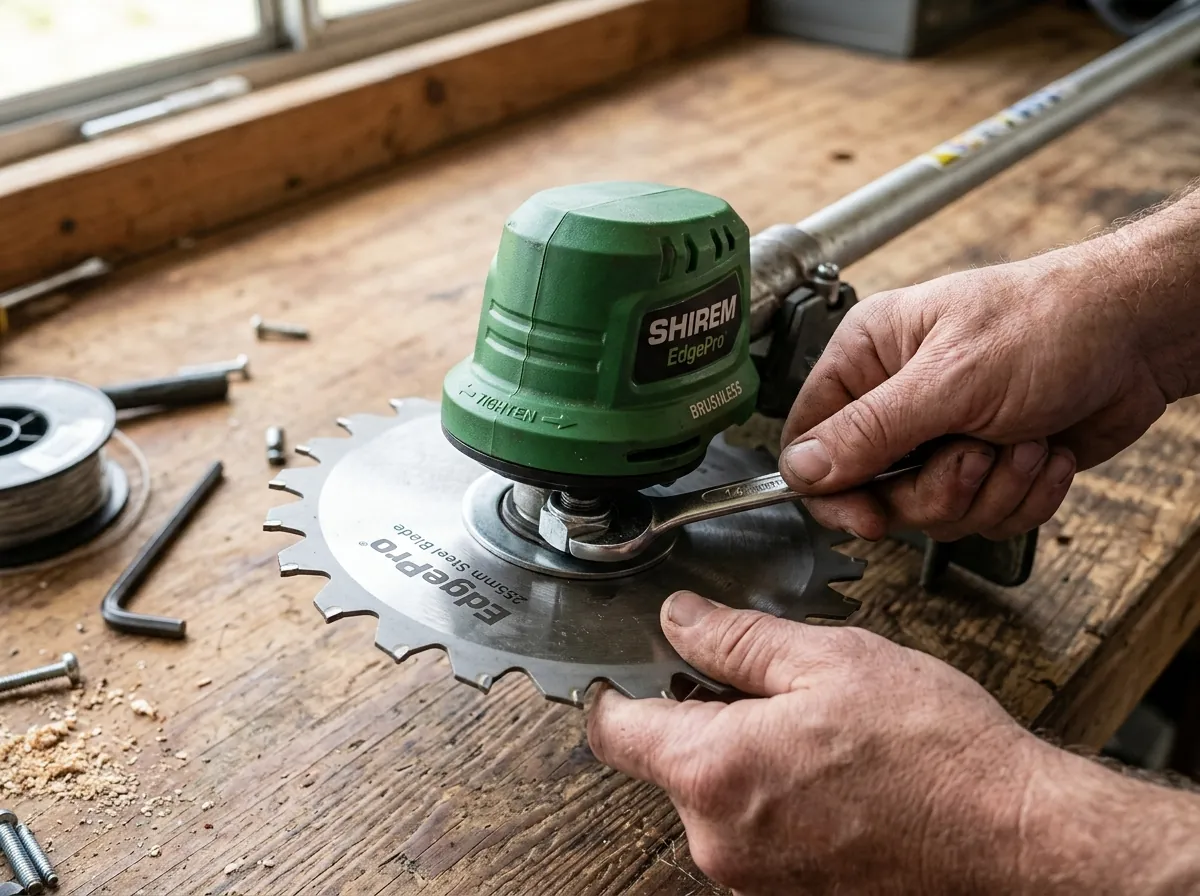 Step 1: Attaching cutting blade with hex tool
